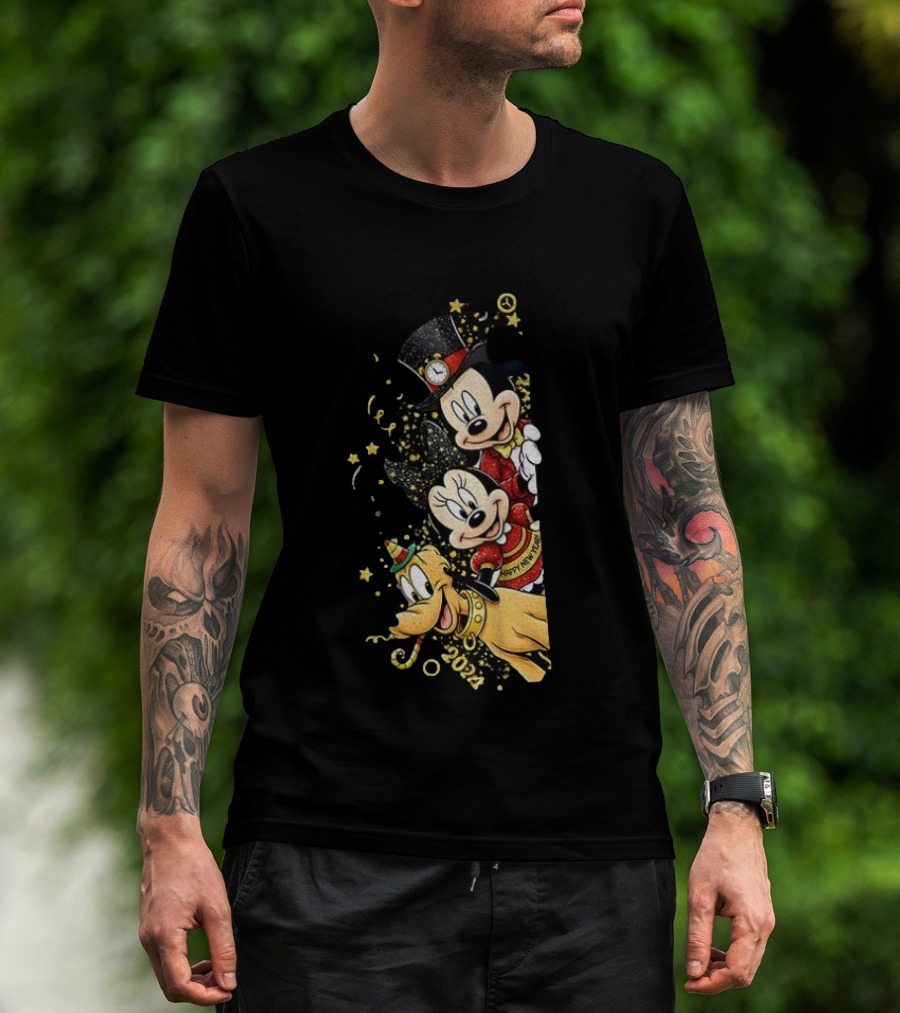 Mickey Mouse Happy New Year 2023 Pluto Minnie Celebration T-Shirt