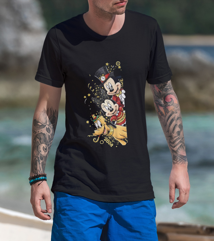 Mickey Mouse Happy New Year 2023 Pluto Minnie Celebration T-Shirt