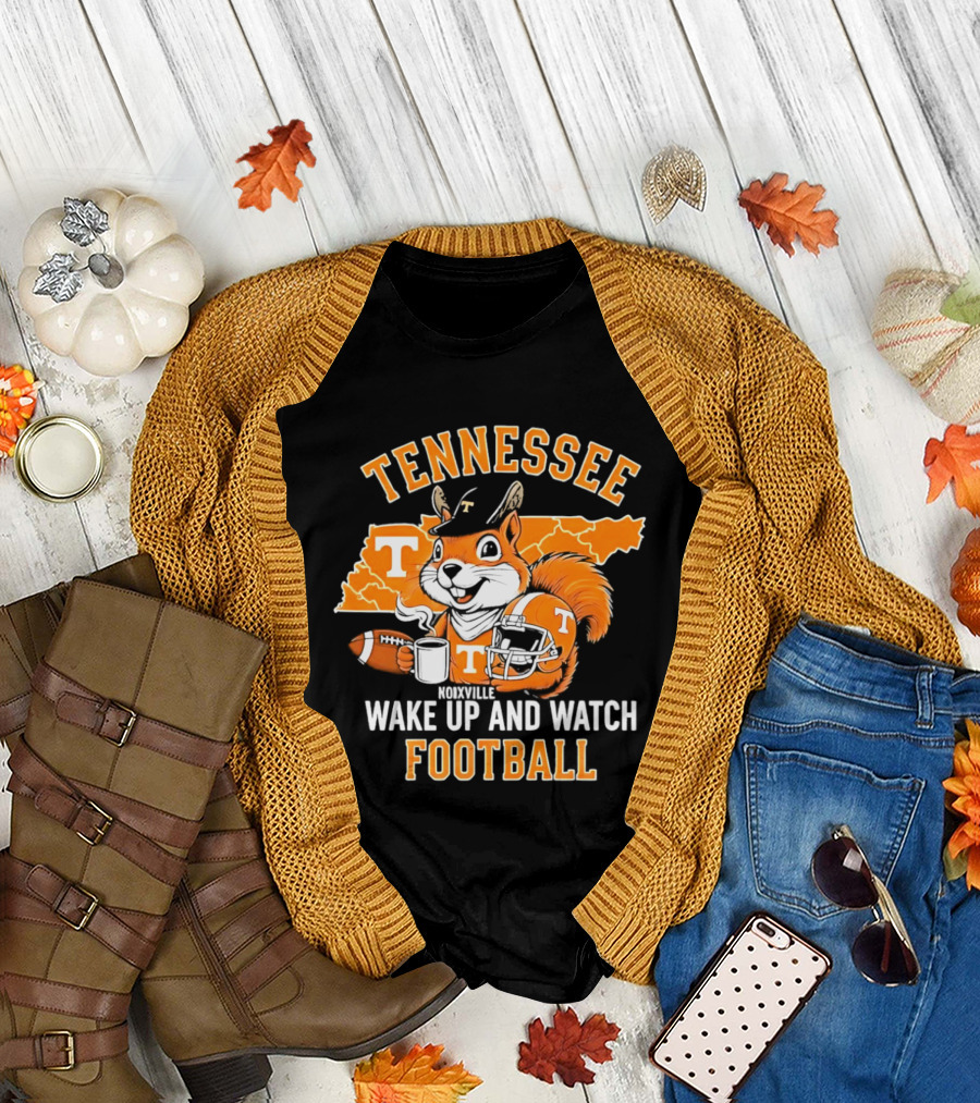 Tennessee Volunteers Wake Up and Football Squirrel T-Shirt