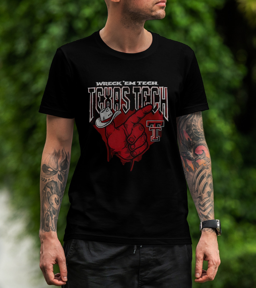 Wreck 'Em Tech Texas Tech Red Raiders Cowboy Hand Sign T-Shirt