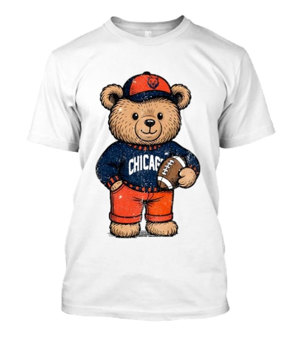 Chicago Bears Football Teddy Bear Holding Football NFL Merchandise T-Shirt