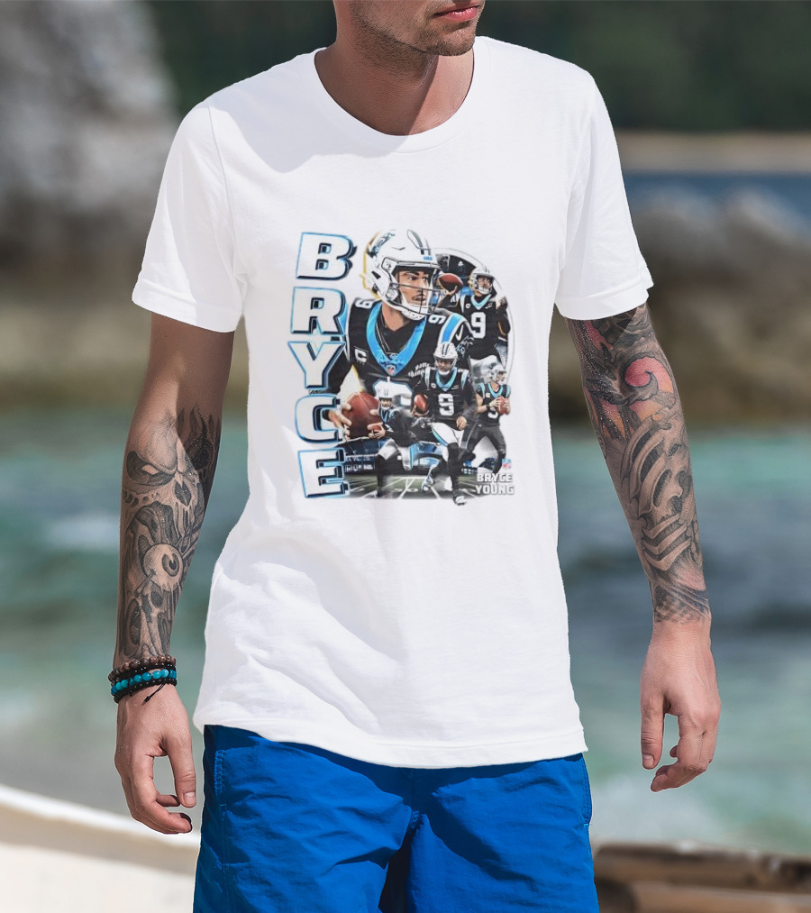 Bryce Young Carolina Panthers NFL Quarterback Football Collage T-Shirt