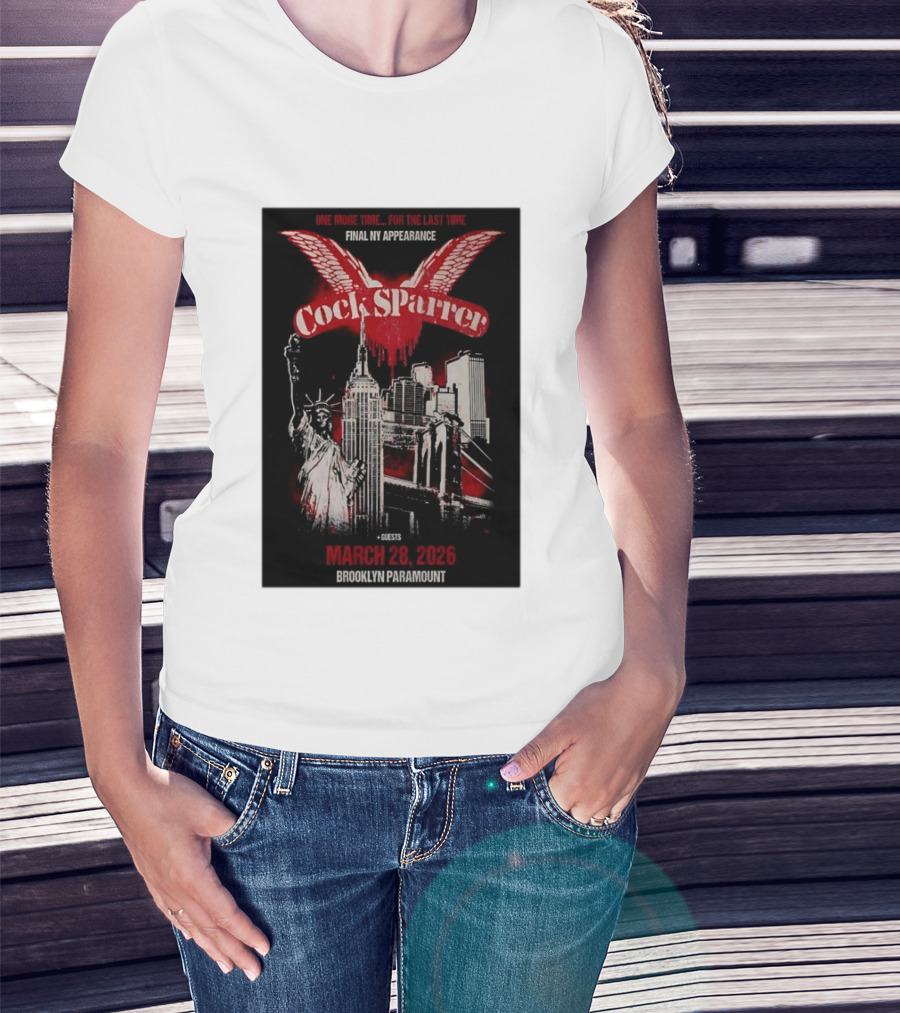 Cock Sparrer Final NY Appearance Brooklyn Paramount March 28 2026 Statue Of Liberty Empire State Building T-Shirt