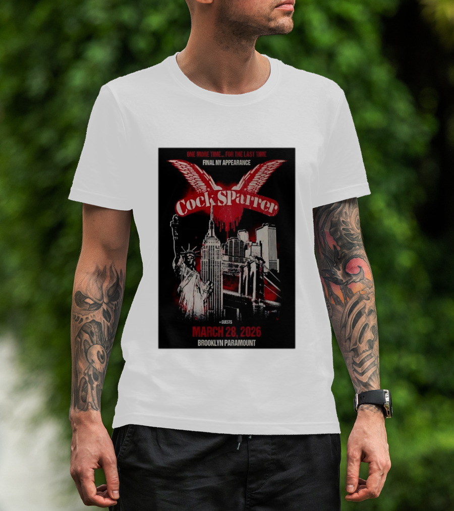 Cock Sparrer Final NY Appearance Brooklyn Paramount March 28 2026 Statue Of Liberty Empire State Building T-Shirt