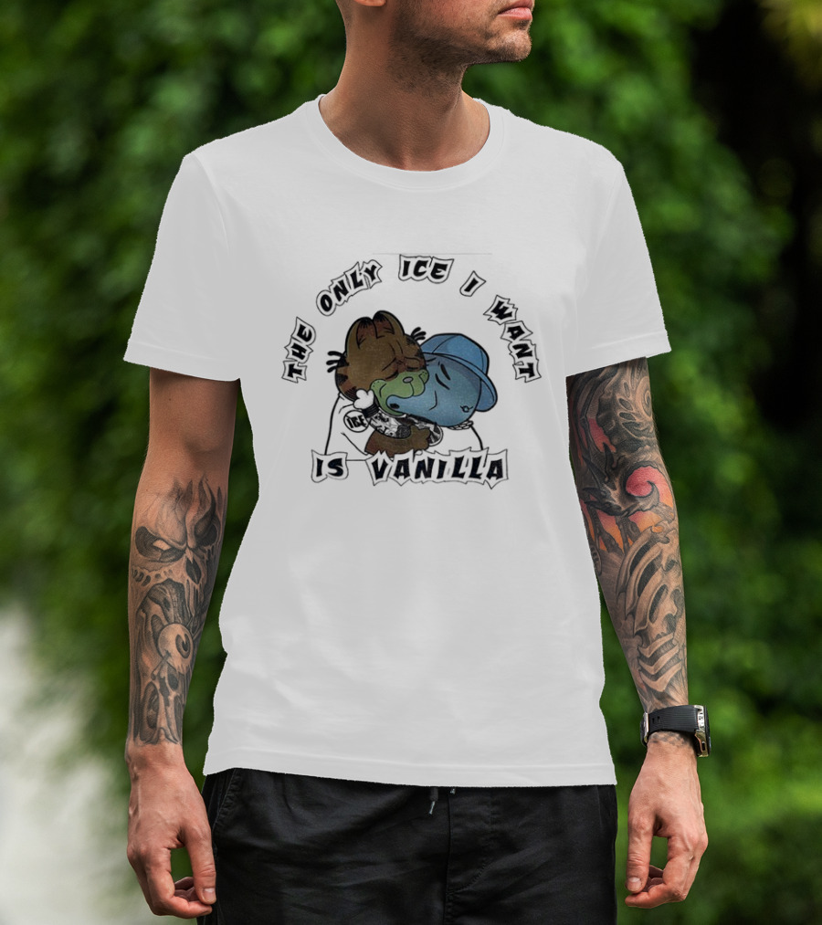 Orange Cat The Only Ice I Want Is Vanilla Hugging T-Shirt