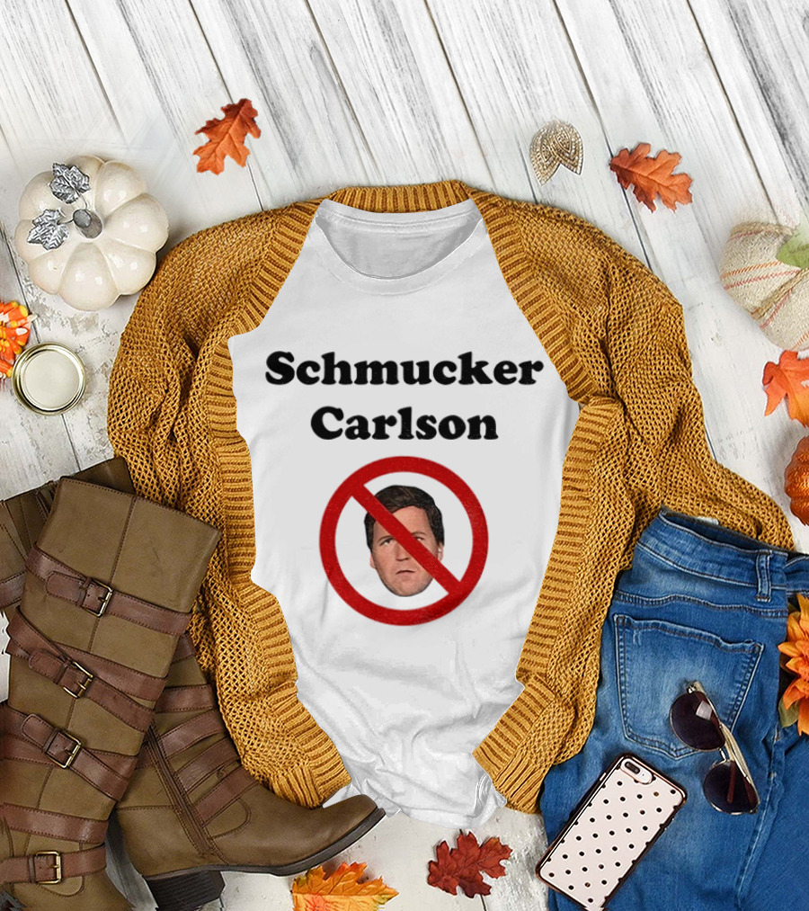 Schmucker Carlson Face Inside Red Prohibition Circle T-Shirt