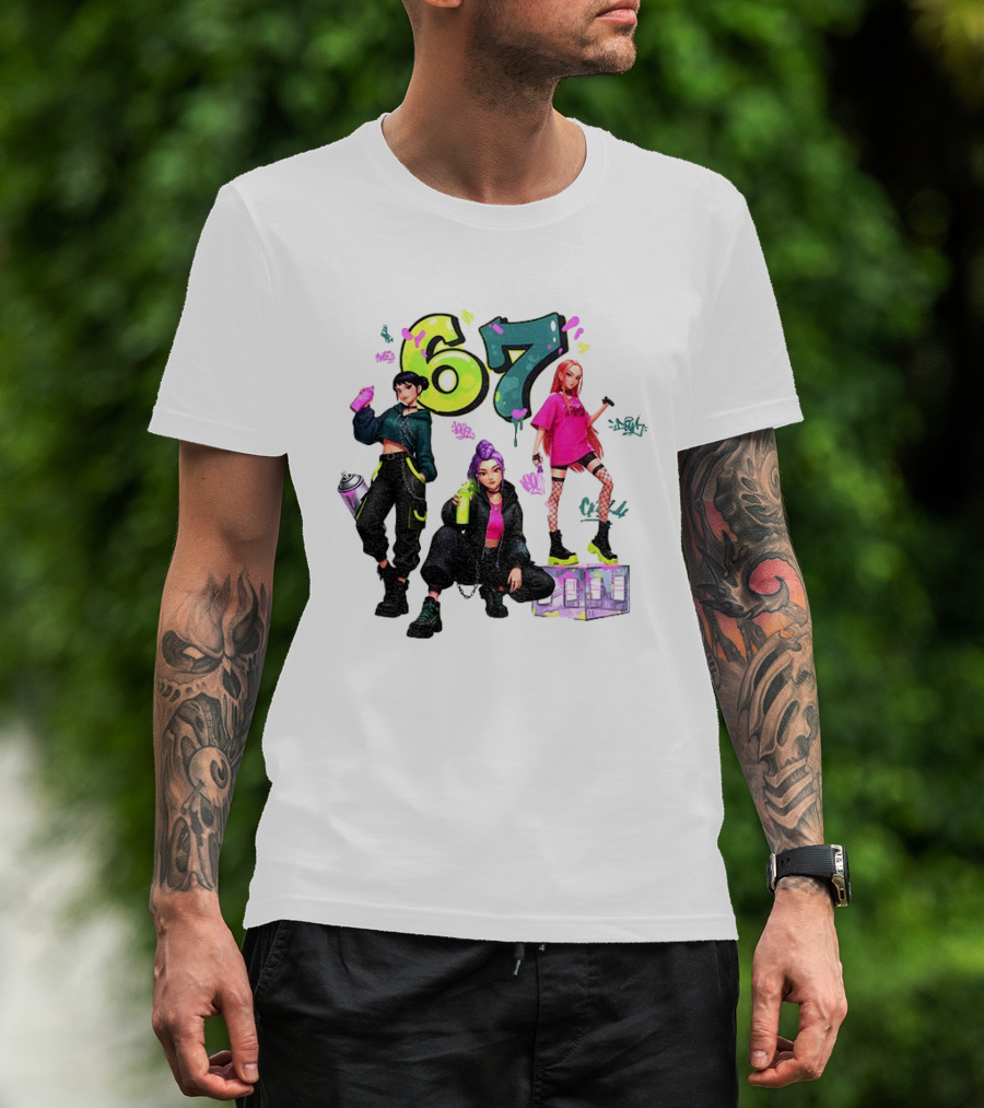 Six Seven 67 Graffiti Kpop Huntrix Girls Band Meme T-Shirt