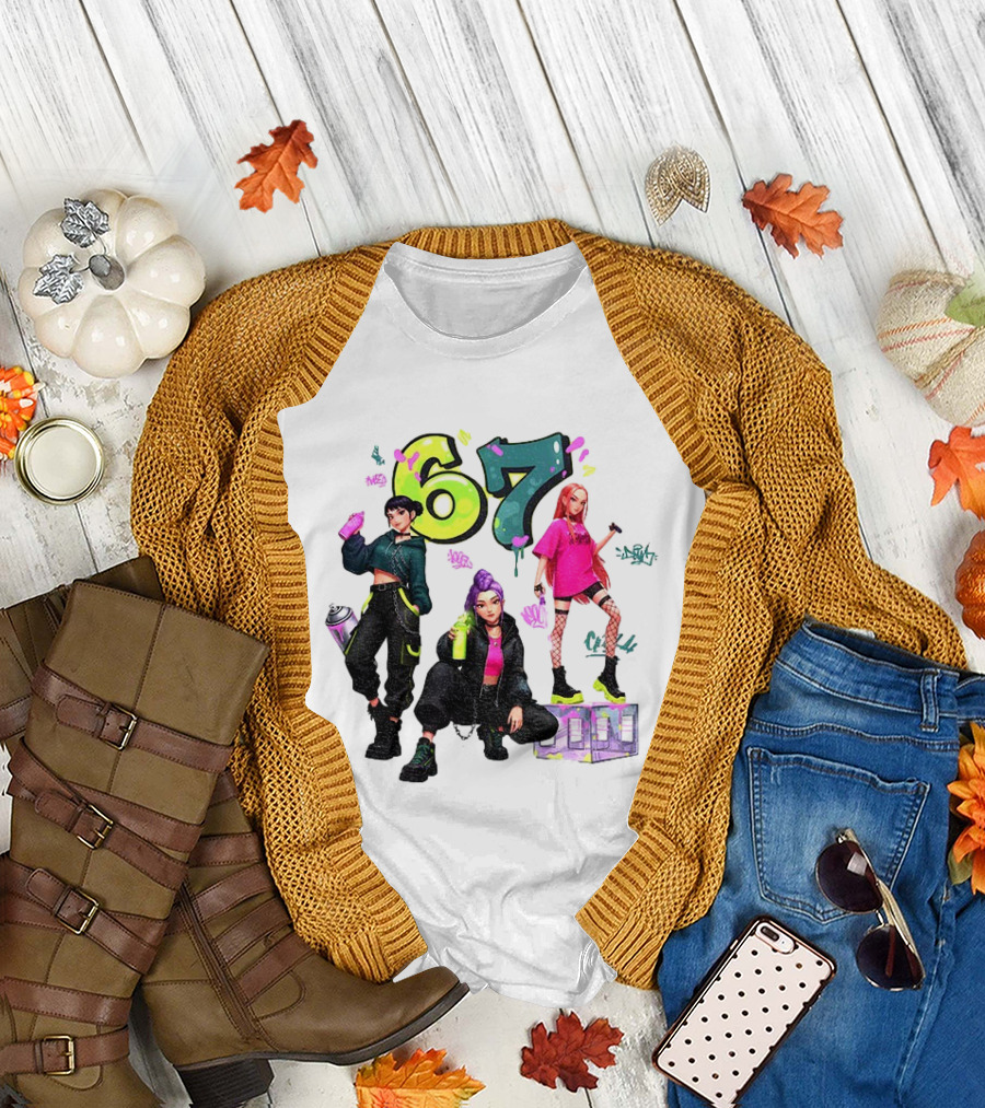 Six Seven 67 Graffiti Kpop Huntrix Girls Band Meme T-Shirt