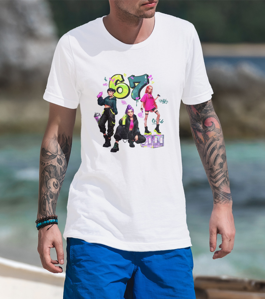 Six Seven 67 Graffiti Kpop Huntrix Girls Band Meme T-Shirt