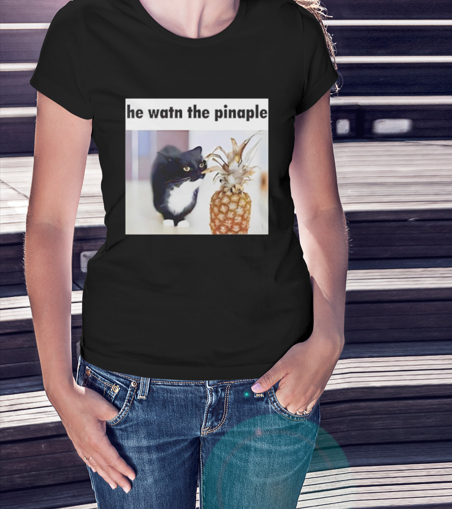 He Watn The Pinaple Black Cat And Pineapple T-Shirt