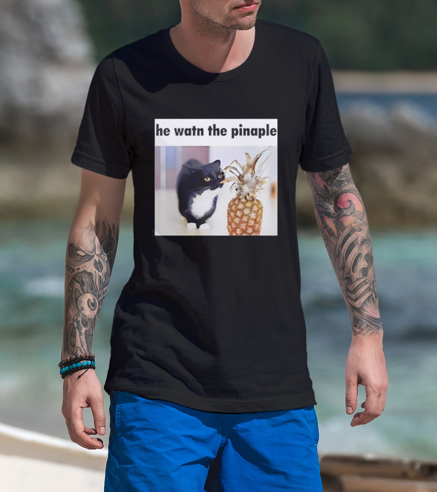 He Watn The Pinaple Black Cat And Pineapple T-Shirt