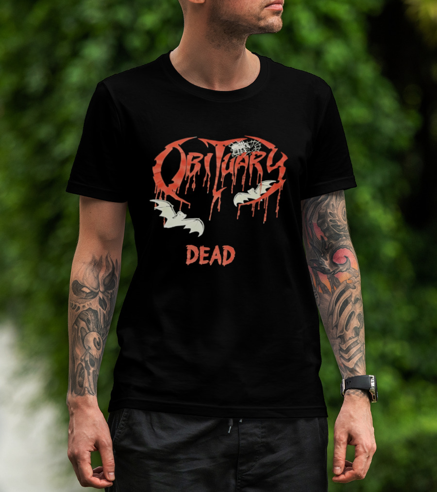 Obituary Dead With Dripping Letters And Flying Bats T-Shirt