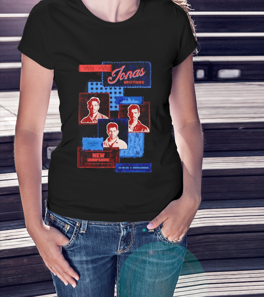 Jonas Brothers Greetings Your Hometown Manchester NH 12 18 25 SNHU Arena New Hampshire T-Shirt