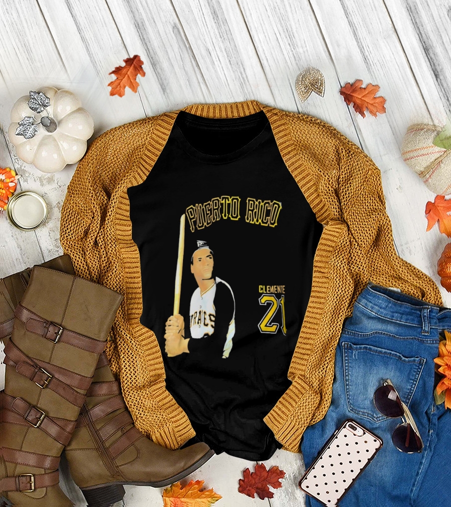 Puerto Rico Roberto Clemente 21 Pittsburgh Pirates Baseball T-Shirt