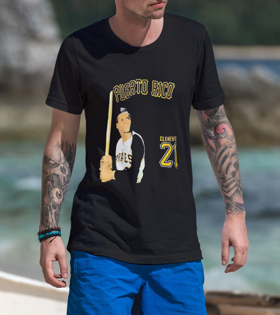 Puerto Rico Roberto Clemente 21 Pittsburgh Pirates Baseball T-Shirt