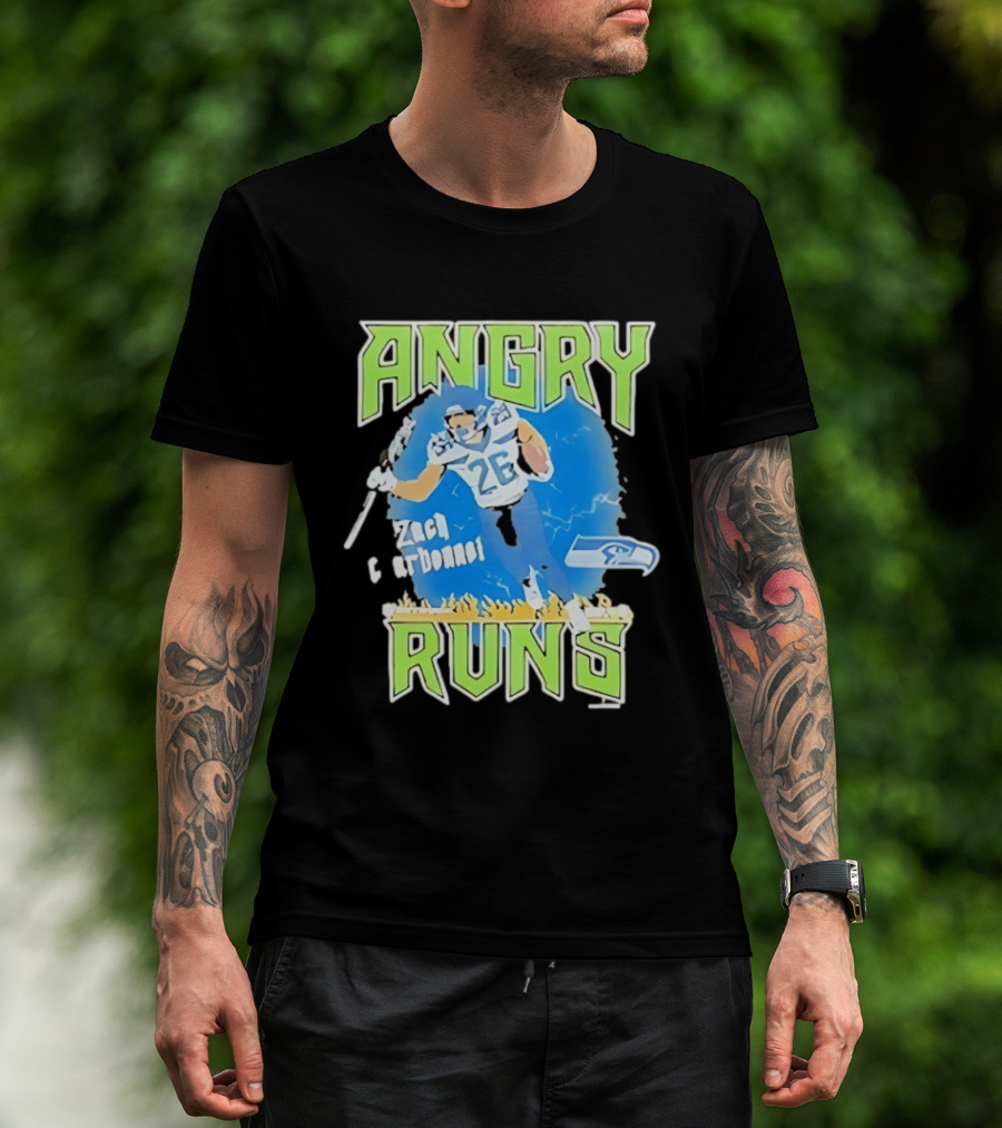 Seattle Seahawks Zach Charbonnet Angry Runs NFL Football 26 Seahawks Fan Gear T-Shirt