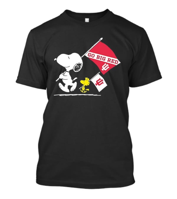 Snoopy Woodstock Go Big Red Indiana Hoosiers Flag T-Shirt