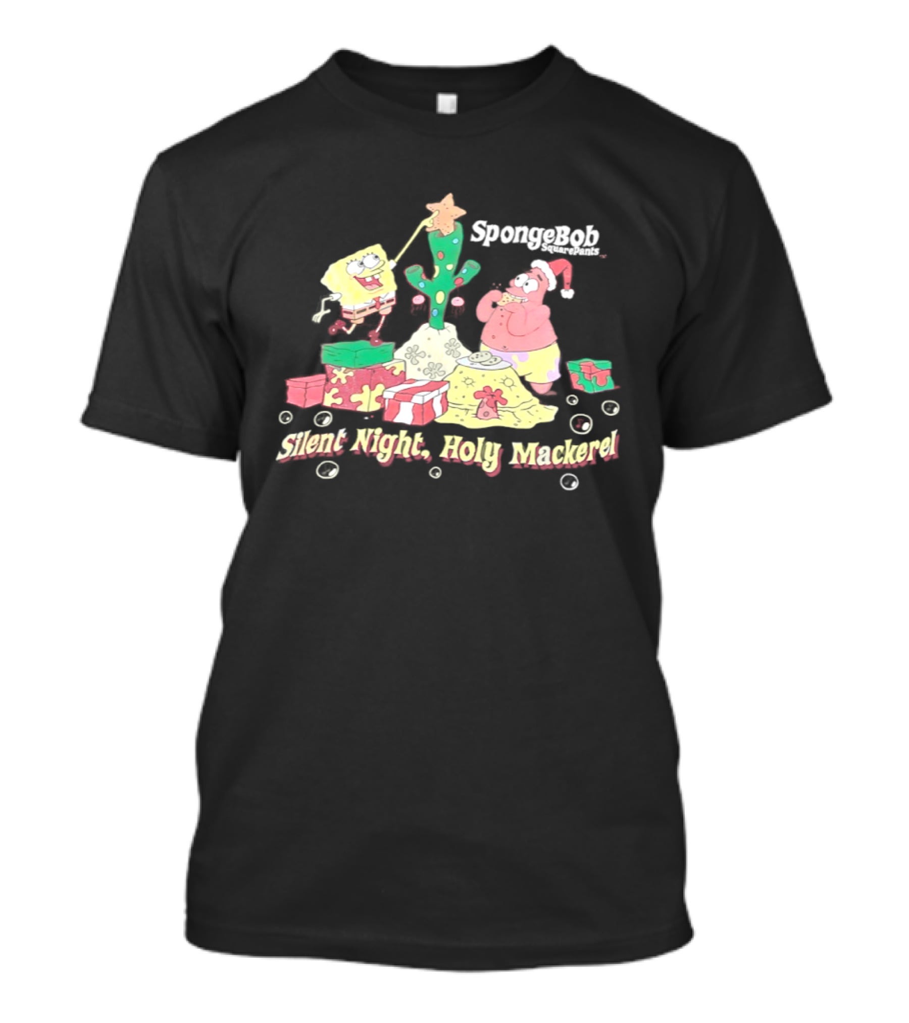 SquarePants Patrick Star Christmas Silent Night Holy Mackerel T-Shirt