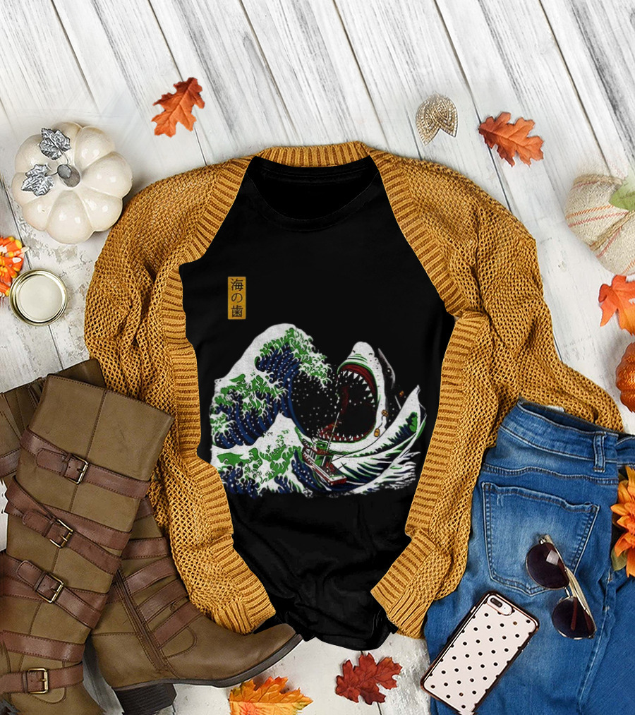 The Great Wave Ukiyoe Shark Vintage 海の歯 T-Shirt