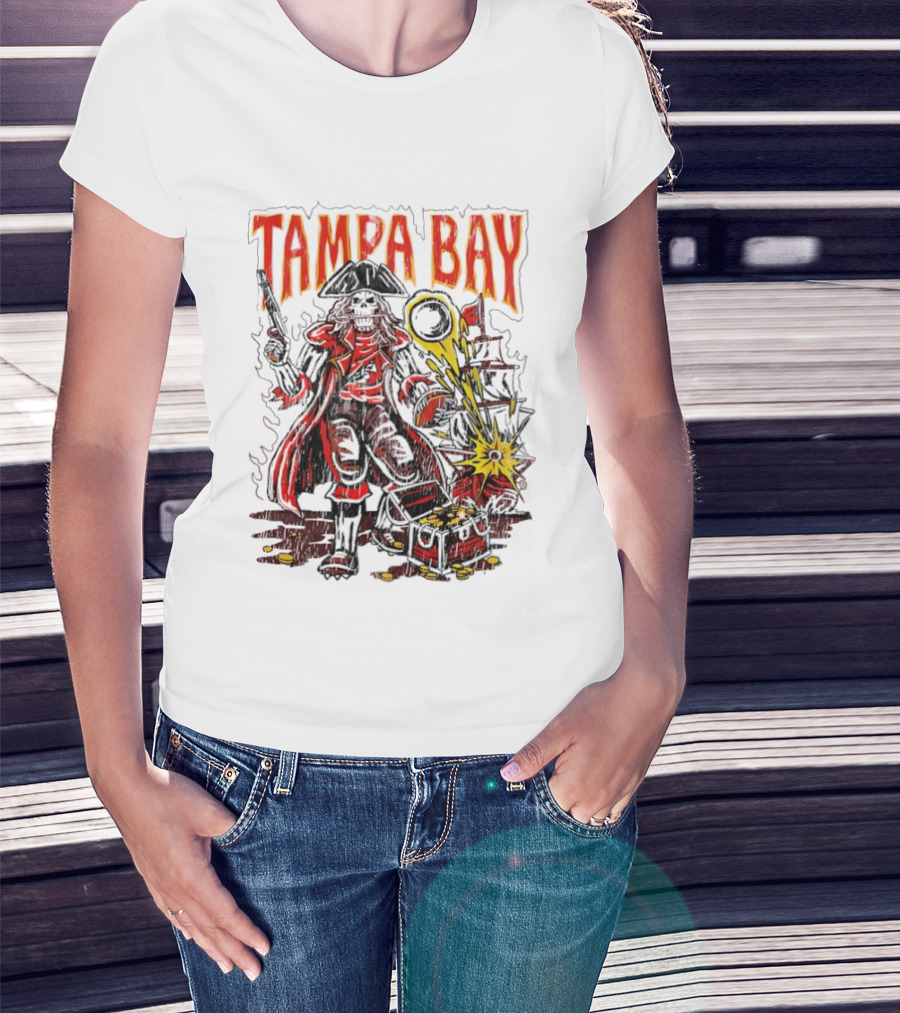 Tampa Bay Pirate Skeleton Exploding Cannonball T-Shirt