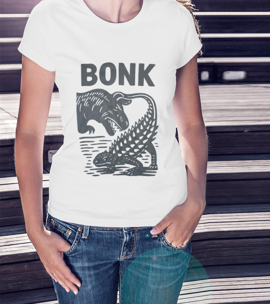 Late Cretaceous Dinosaur Bonk Scene With Spinosaurus And Ankylosaurus T-Shirt