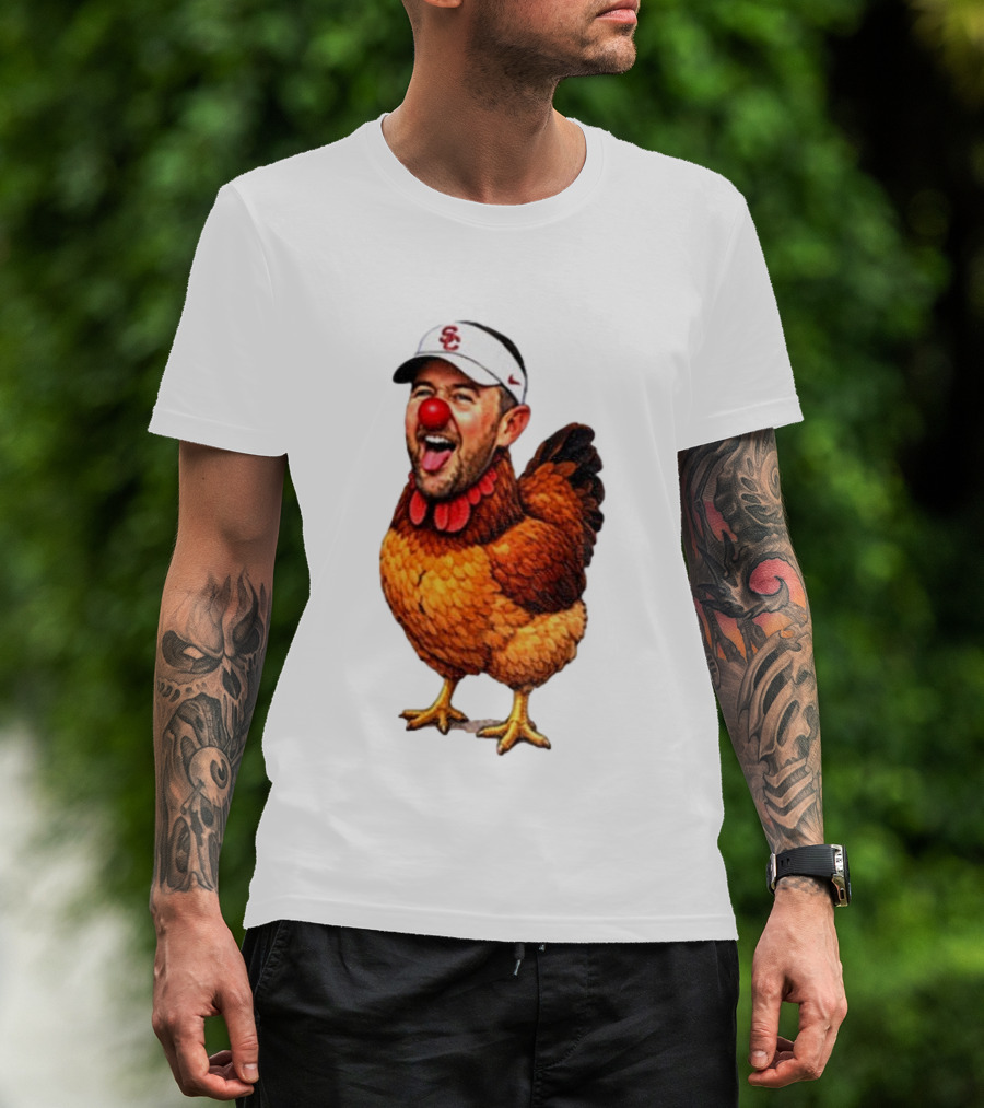 USC Coach Lincoln Riley Chicken Parody With Red Nose Clown Face T-Shirt