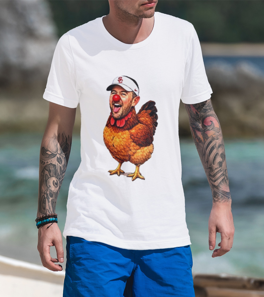 USC Coach Lincoln Riley Chicken Parody With Red Nose Clown Face T-Shirt