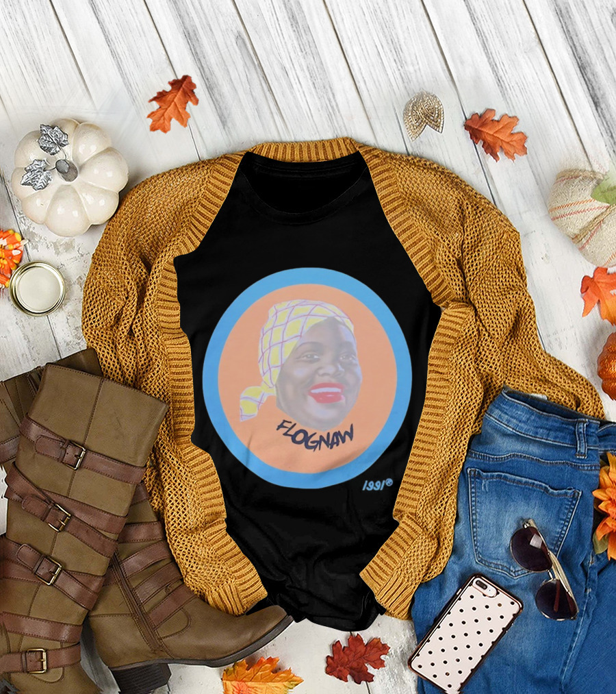 Golf Wang Flognaw Portrait Yellow Scarf Oval Blue Border T-Shirt