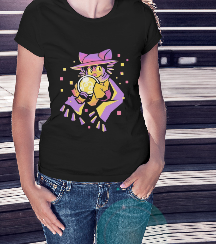 OneShot Niko Holding Lightbulb Pixel Art Purple Yellow T-Shirt