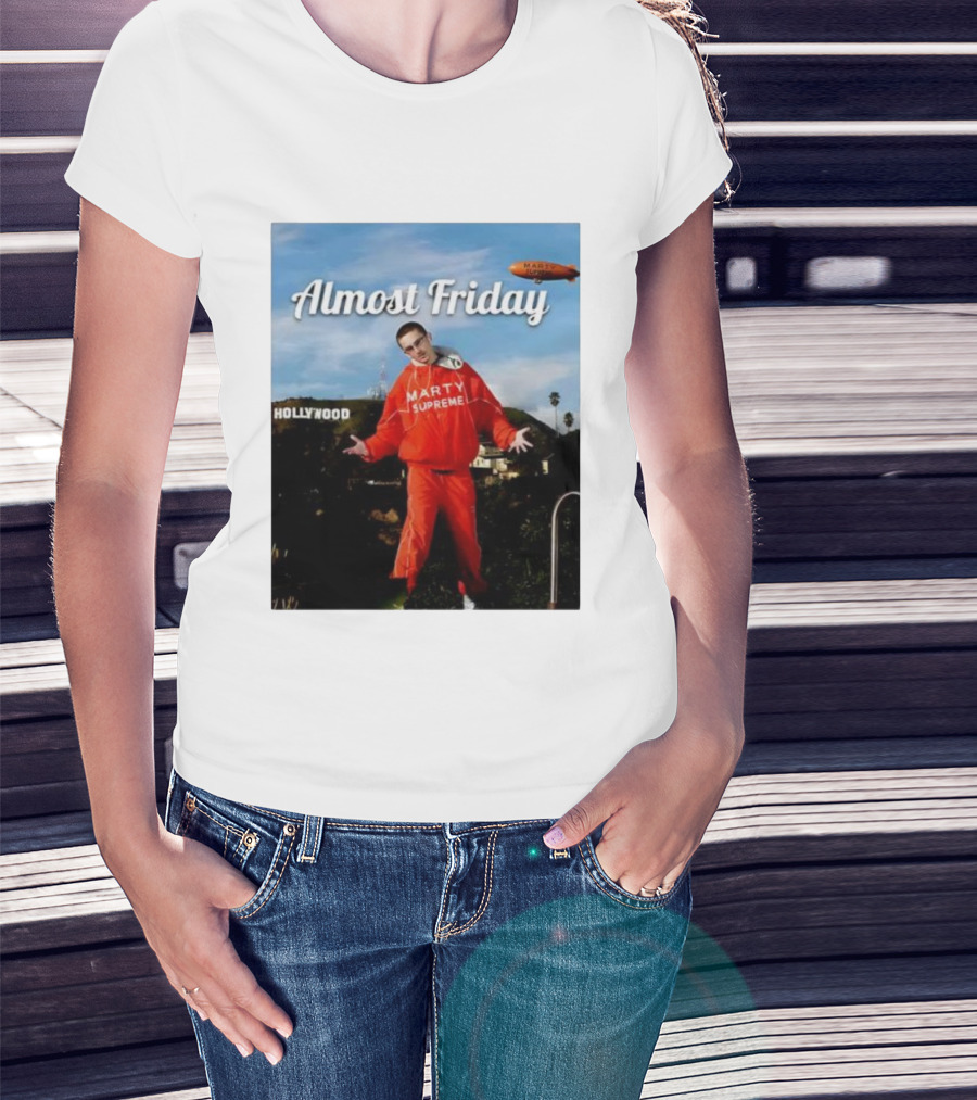 Almost Friday Marty Supreme Hollywood Hills Sky Blimp T-Shirt