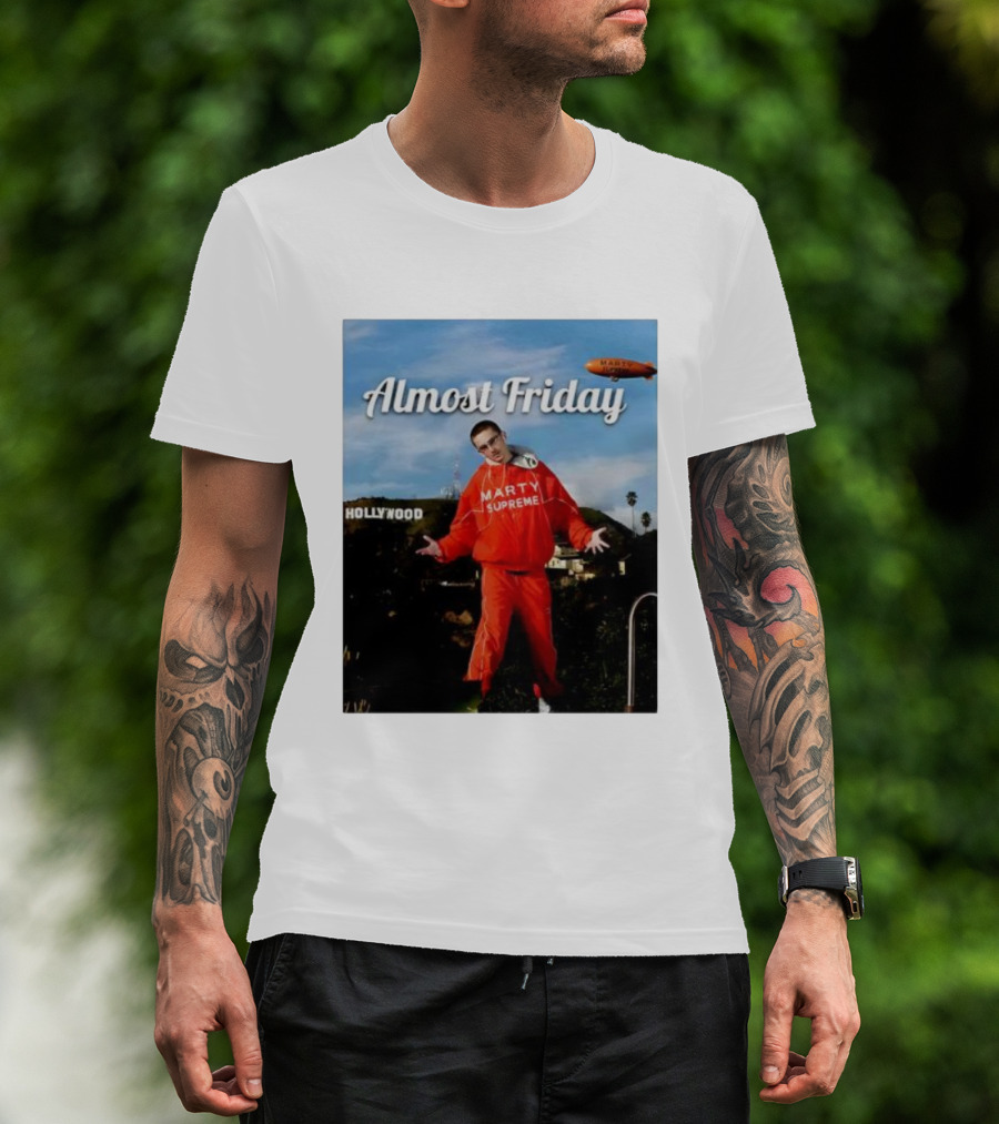 Almost Friday Marty Supreme Hollywood Hills Sky Blimp T-Shirt