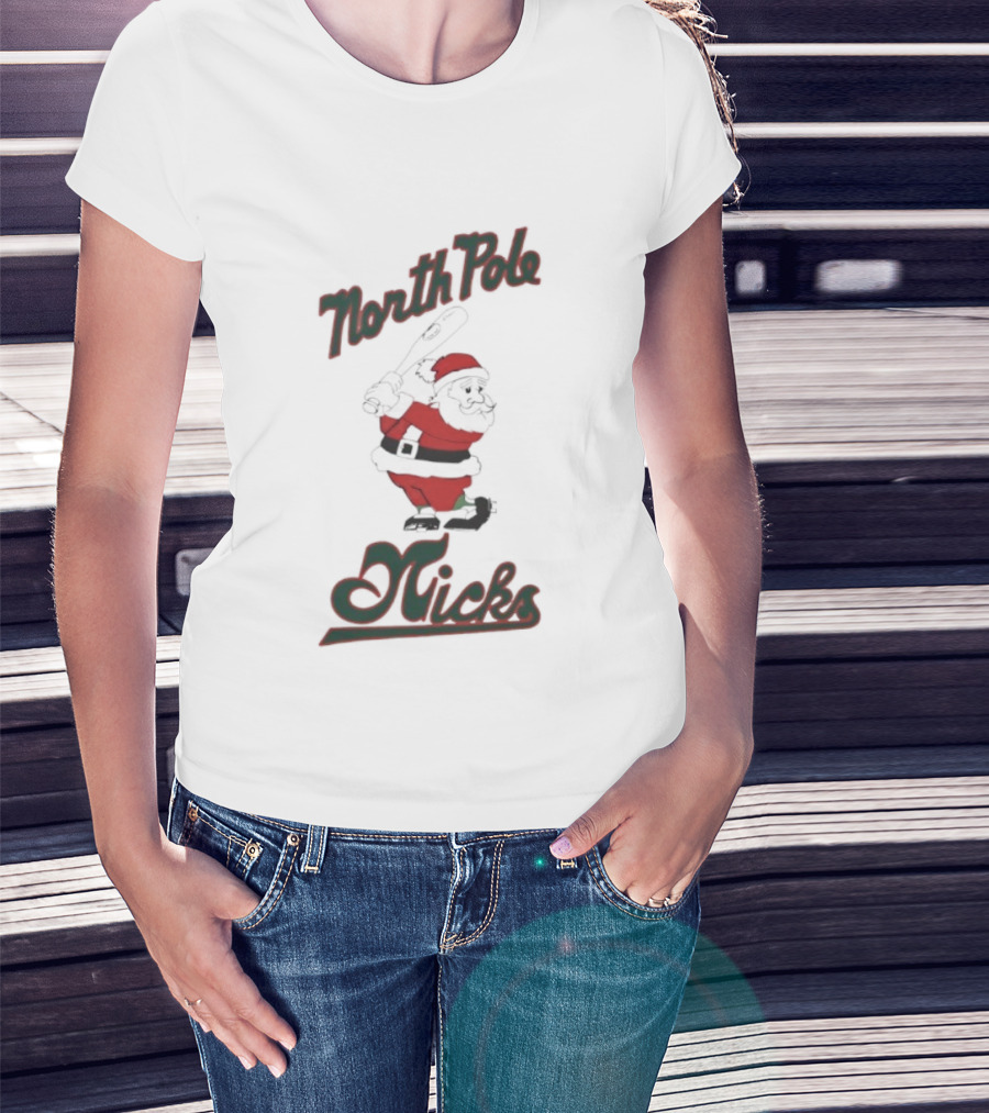 North Pole Nicks Santa Christmas Noir T-Shirt