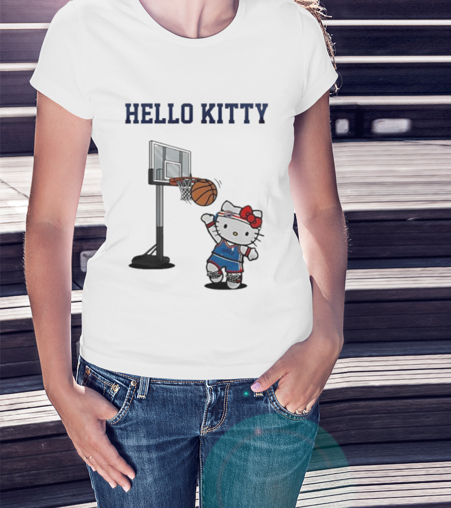 Hello Kitty Oklahoma City Thunder Basketball Collaboration Holiday Fan Favorite T-Shirt