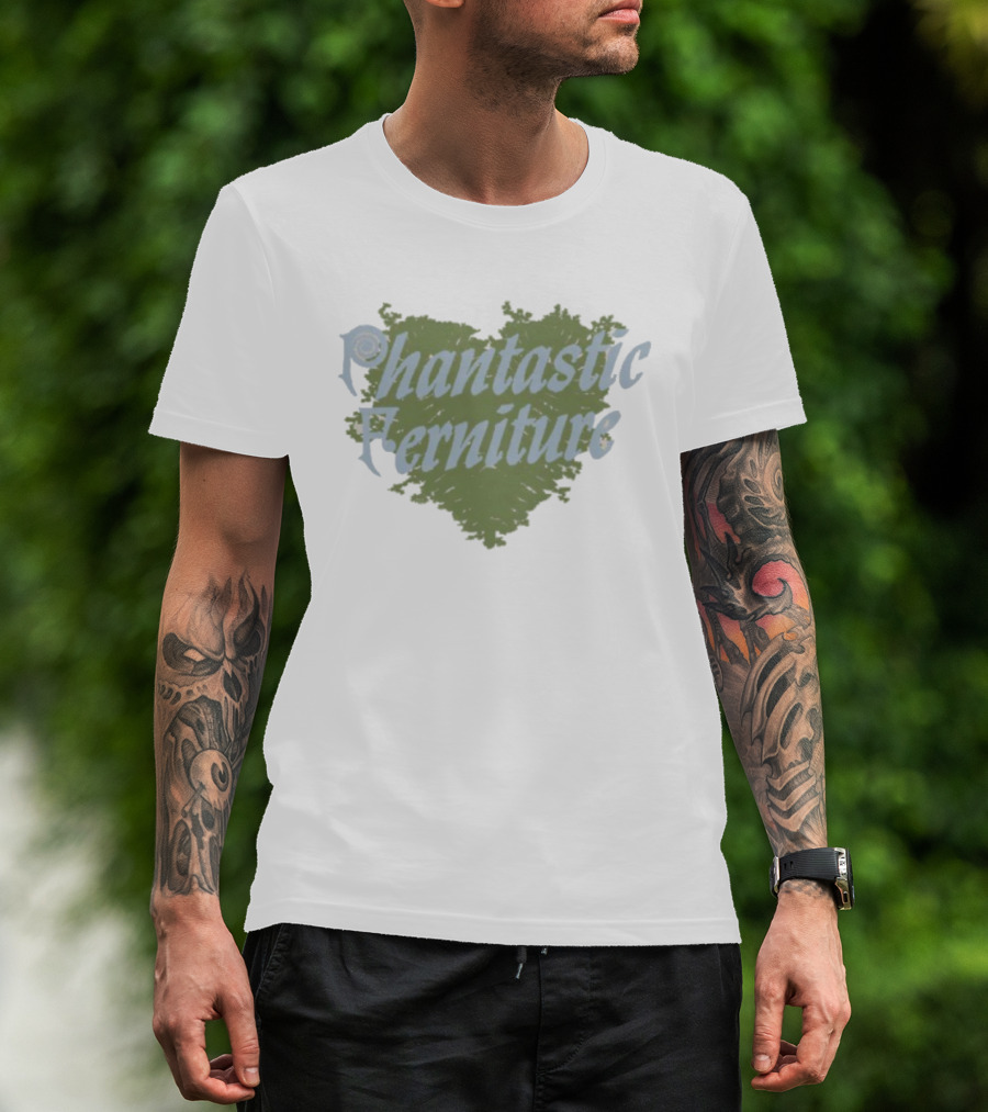 Phantastic Ferniture Green Heart Textured Lettering T-Shirt