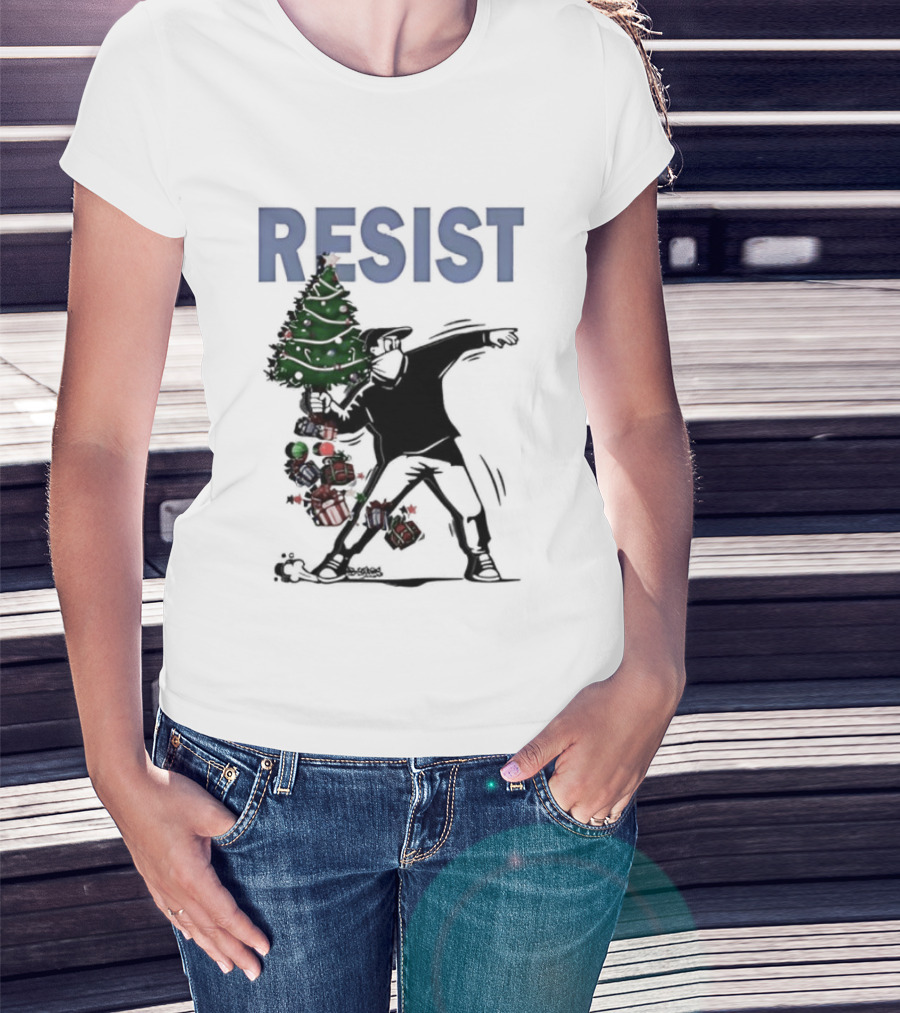 Resist Christmas Tree Throwing Festive Revolution T-Shirt