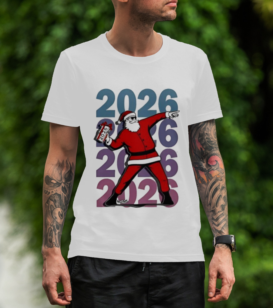Dancing Santa 2026 Countdown Bold Repeat T-Shirt
