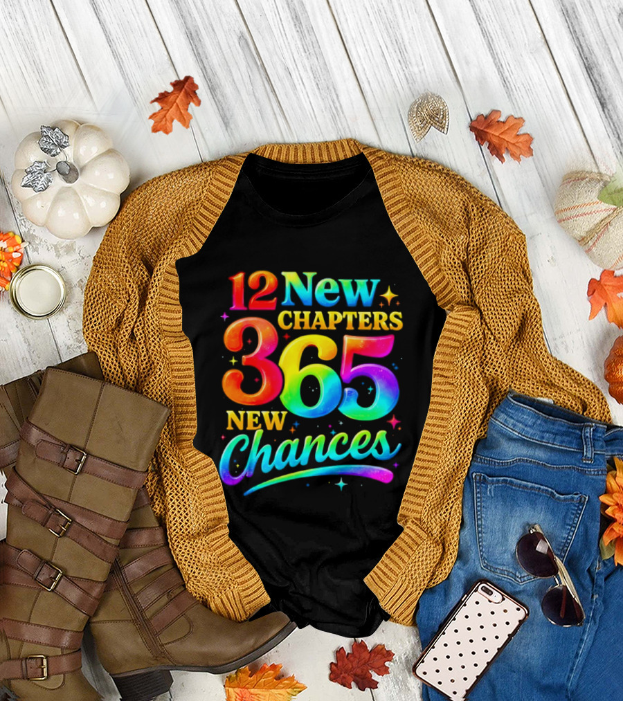 12 New Chapters 365 New Chances Neon Rainbow T-Shirt