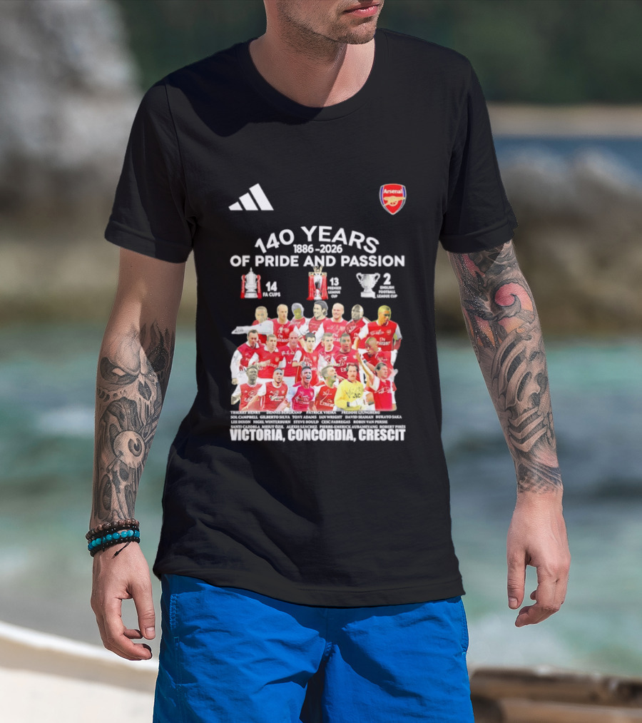 Arsenal FC 140 Years Pride Passion 1886 2026 Victoria Concordia Crescit T-Shirt