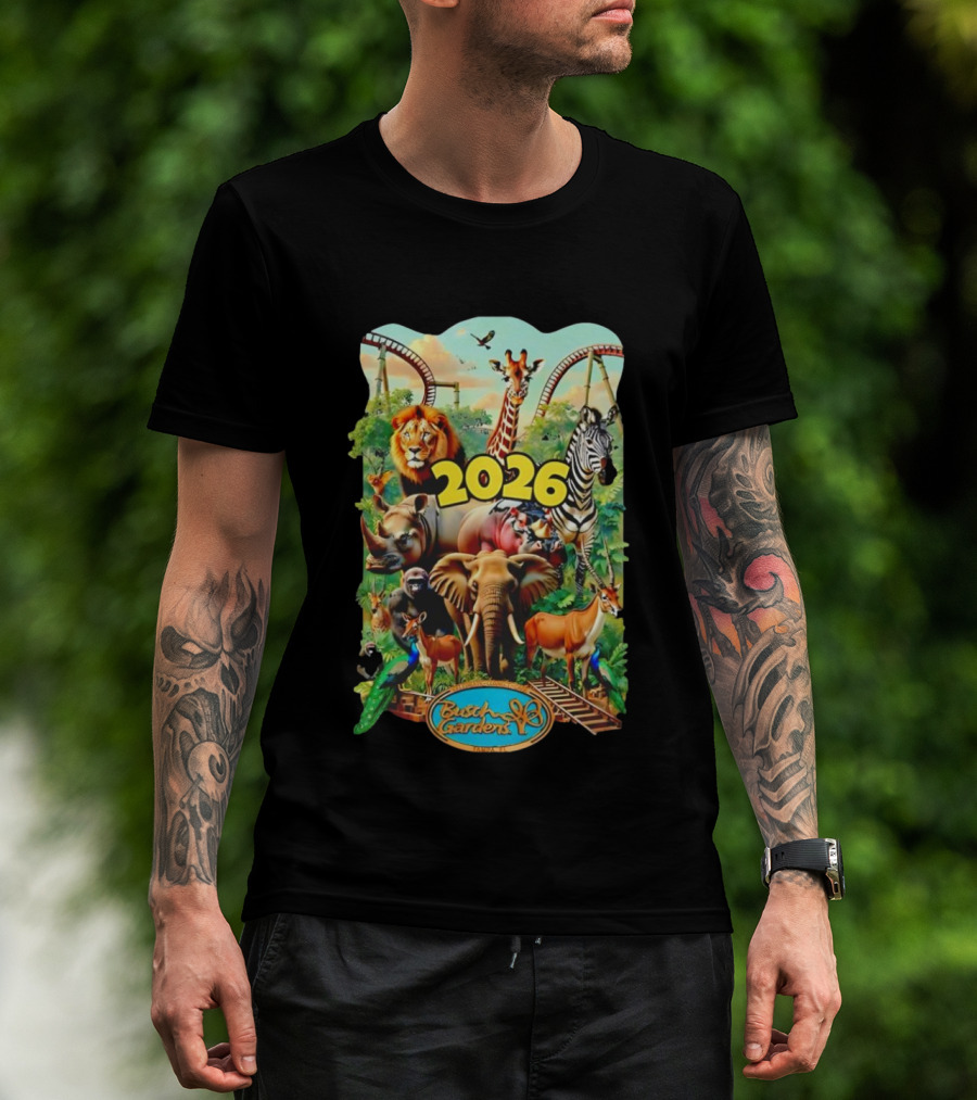 Busch Gardens 2026 Animals Lion Elephant Giraffe Zebra Tampa Roller Adventure T-Shirt