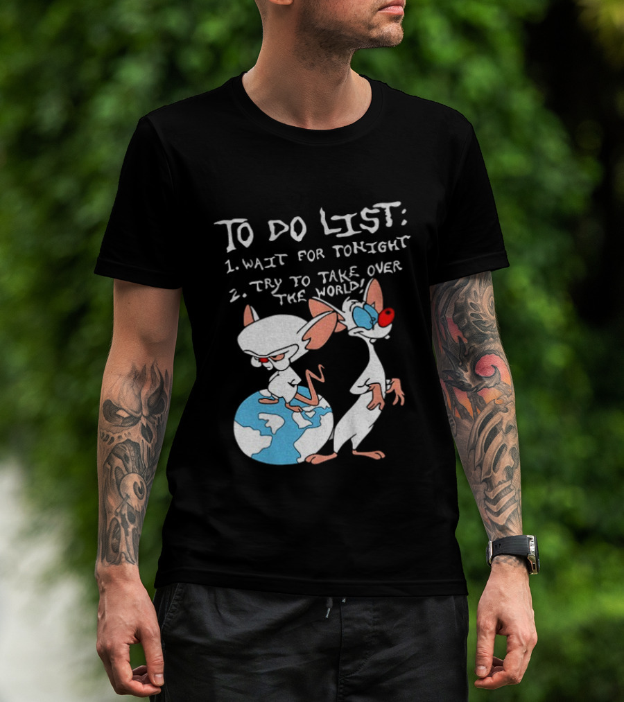 New Pinky And The Brain Cartoon To Do List Wait For Tonight Try To Take Over The World T-Shirt