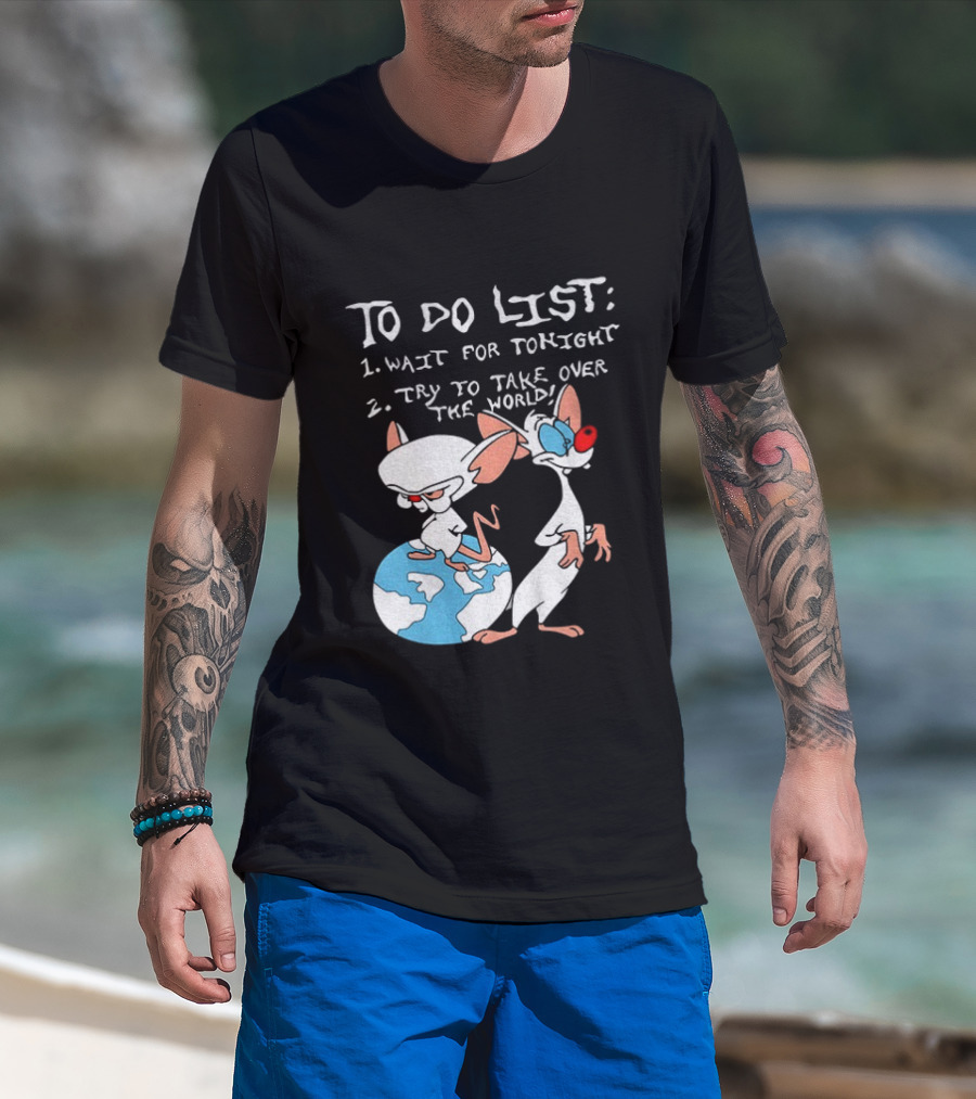 New Pinky And The Brain Cartoon To Do List Wait For Tonight Try To Take Over The World T-Shirt
