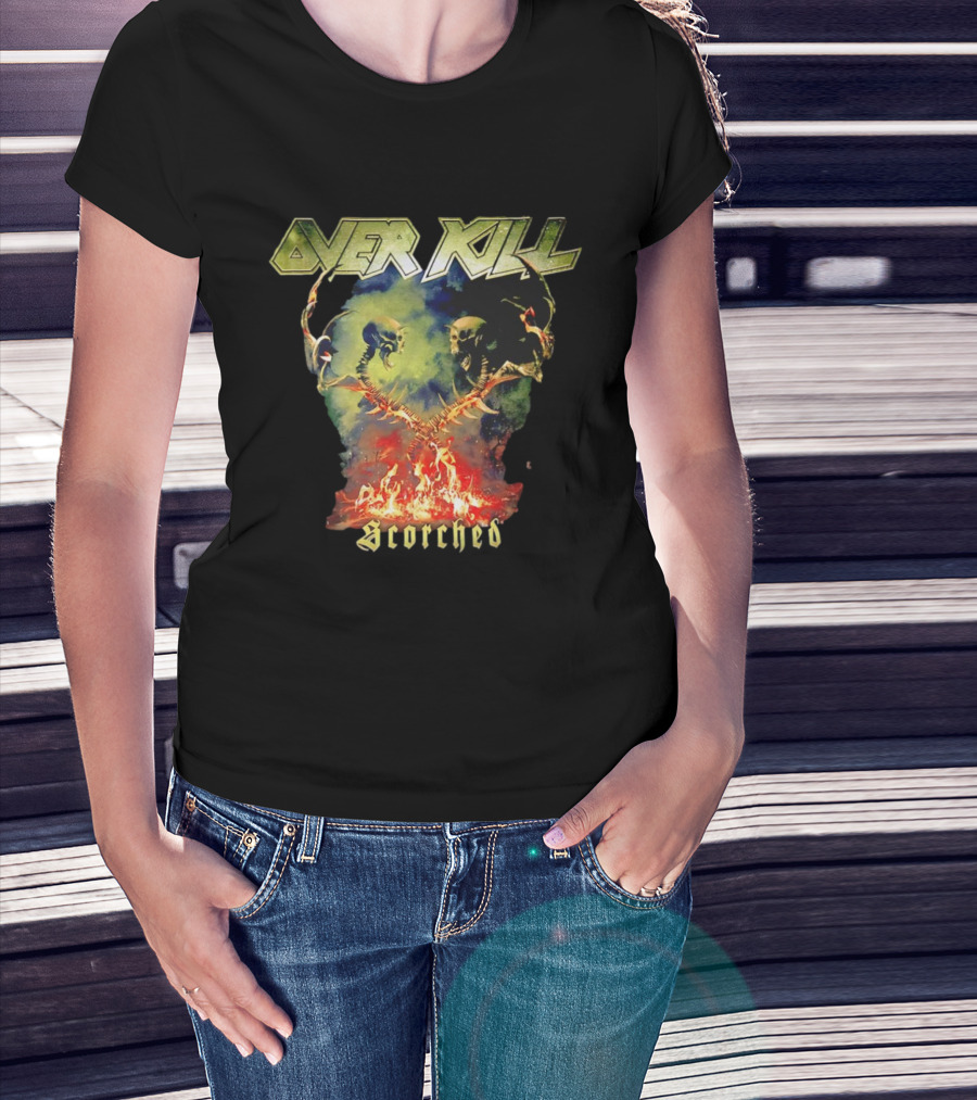 Overkill Scorched Skull Flames Tour Night T-Shirt