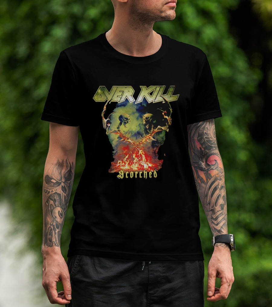 Overkill Scorched Skull Flames Tour Night T-Shirt