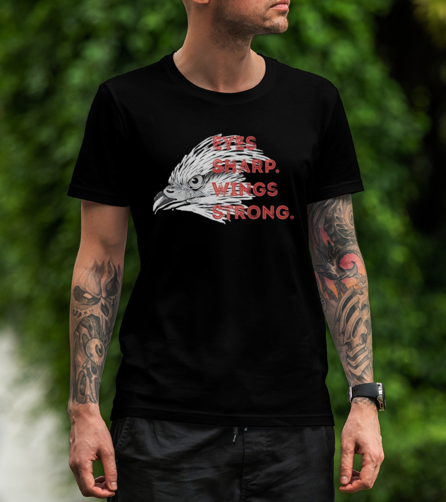 Raptor Bird Head Eyes Sharp Wings Strong T-Shirt