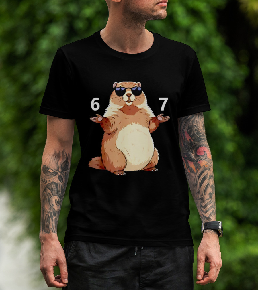 Groundhog Wearing Sunglasses 6 7 Six Seven Meme T-Shirt