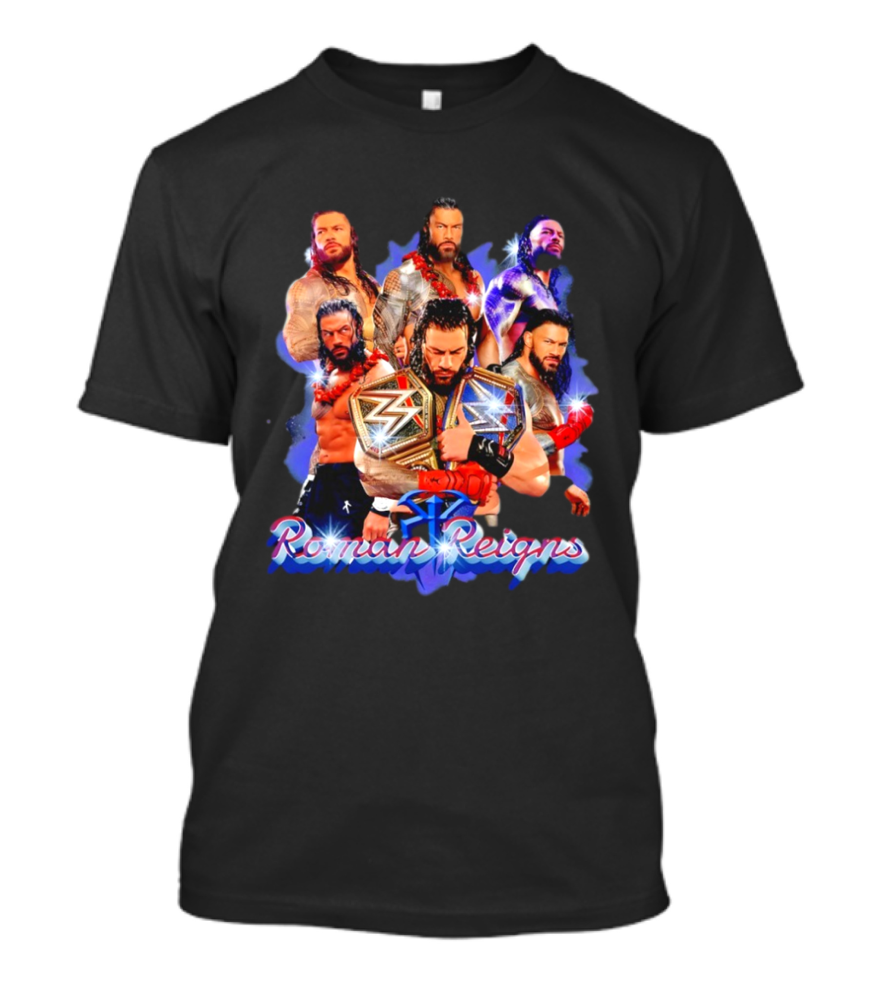 Roman Reigns WWE Champion Title Belt SmackDown Wrestling Montage T-Shirt