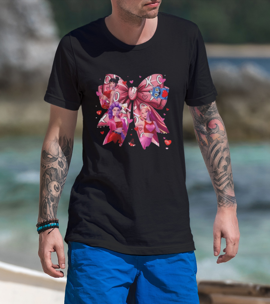 Huntrix Coquette XO Valentine's Kpop Demon Hunters Fantasy Ensemble T-Shirt