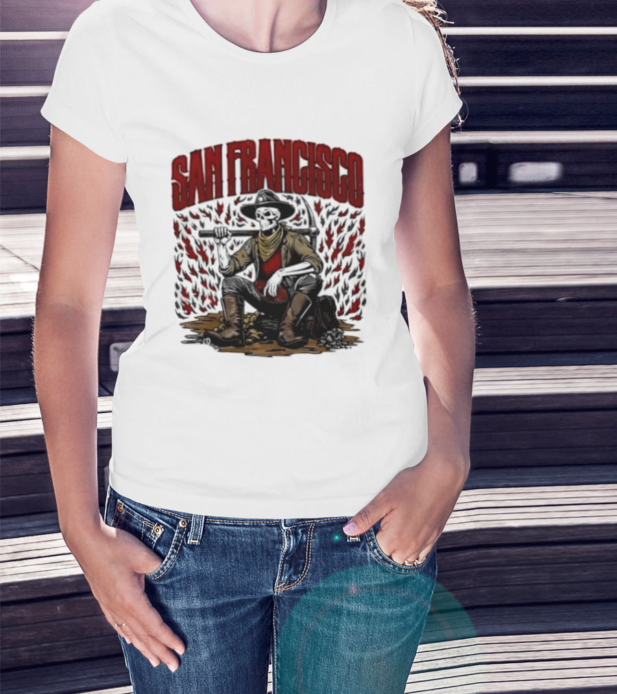 San Francisco 49ers Cowboy Skeleton Football T-Shirt