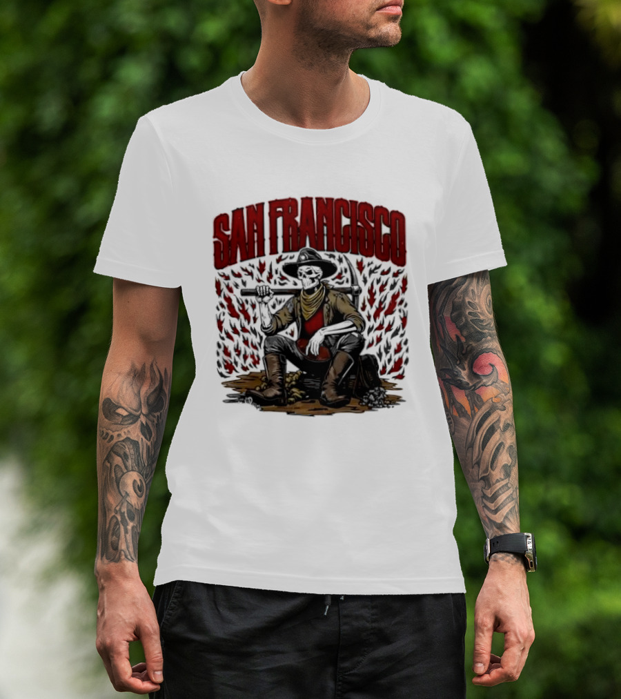 San Francisco 49ers Cowboy Skeleton Football T-Shirt