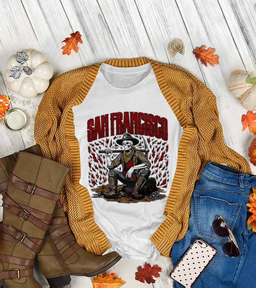 San Francisco 49ers Cowboy Skeleton Football T-Shirt